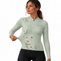 maillot hiver cyclisme femme bloom sauge 2