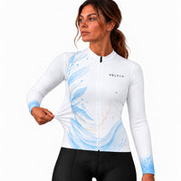 maillot hiver cyclisme femme coastal blue 2