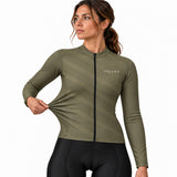 maillot hiver cyclisme femme terra olive 4