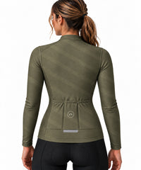 maillot hiver cyclisme femme terra olive 5
