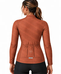 maillot hiver cyclisme femme terra terracotta 3